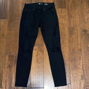 7 For All Mankind Black Skinny with Destroy sz 24